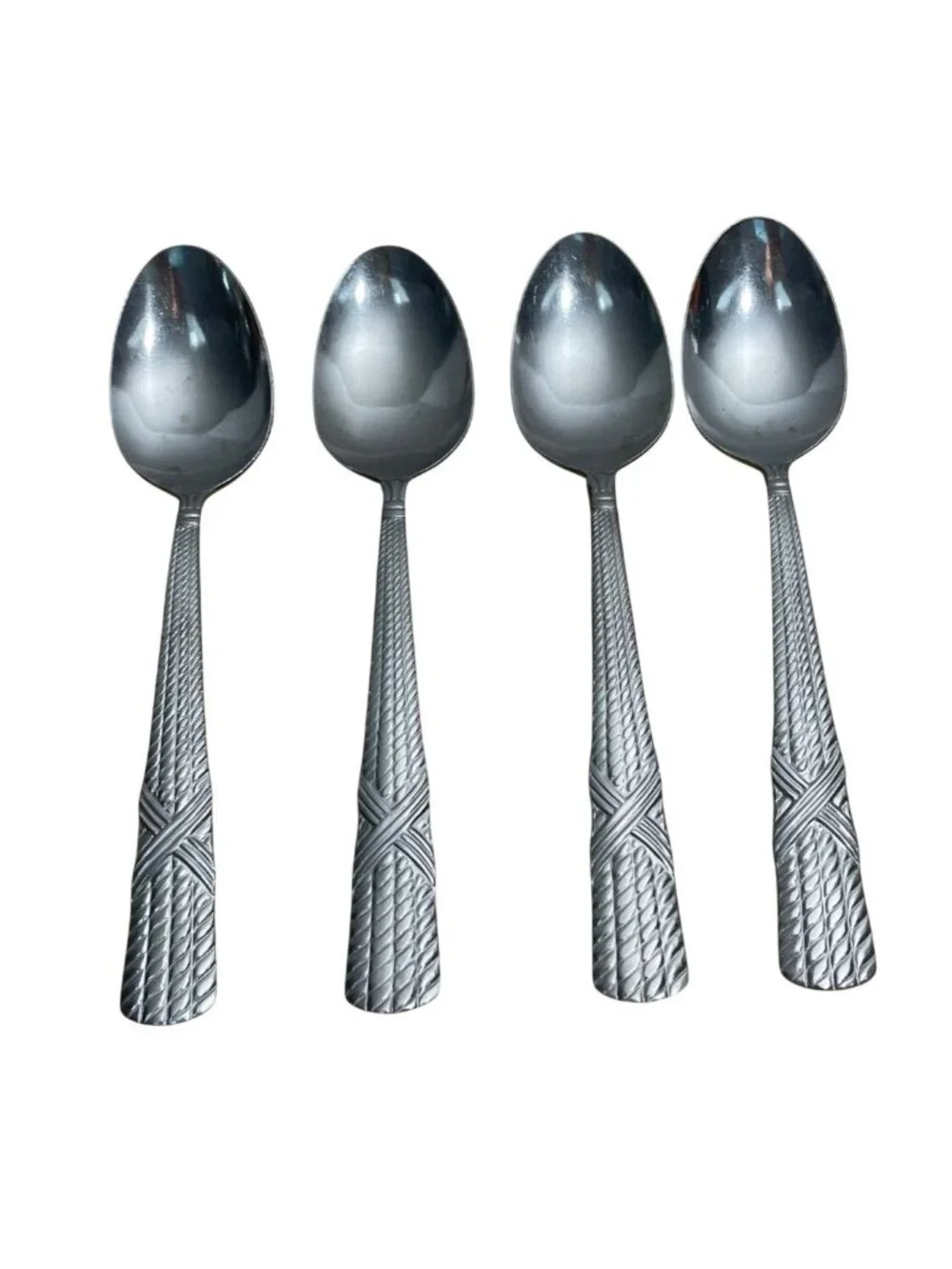 Farberware FRW56 Pattern 4 Oval Soup Tablespoons Stainless Flatware Glossy Rope